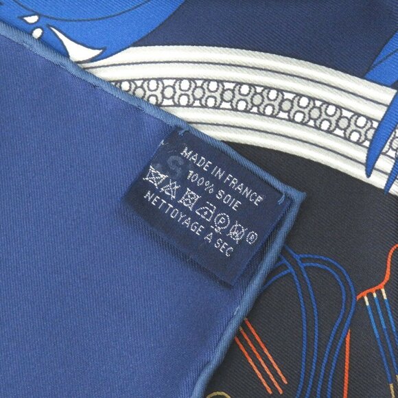 HERMES Authentic Blue Silk Scarf - Picture 8 of 8